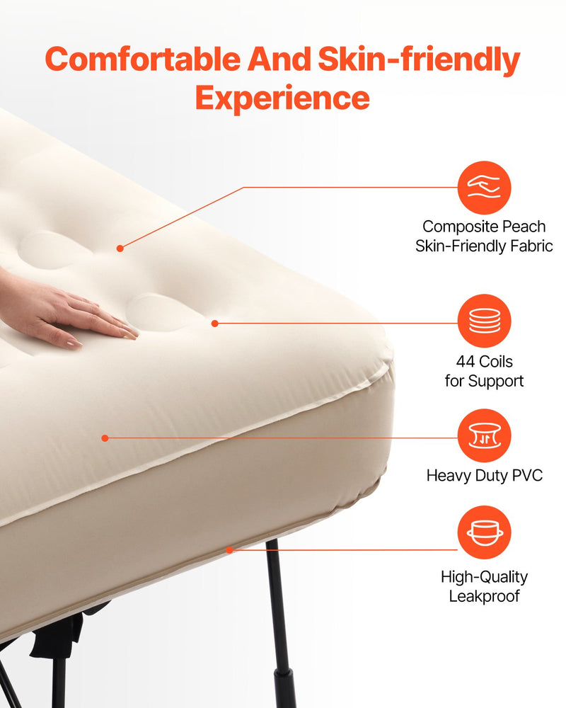 VEVOR piepūšamais matracis ar rāmi un sūkni, 2 personām, kempinga gulta, līdz 272 kg noslodzei