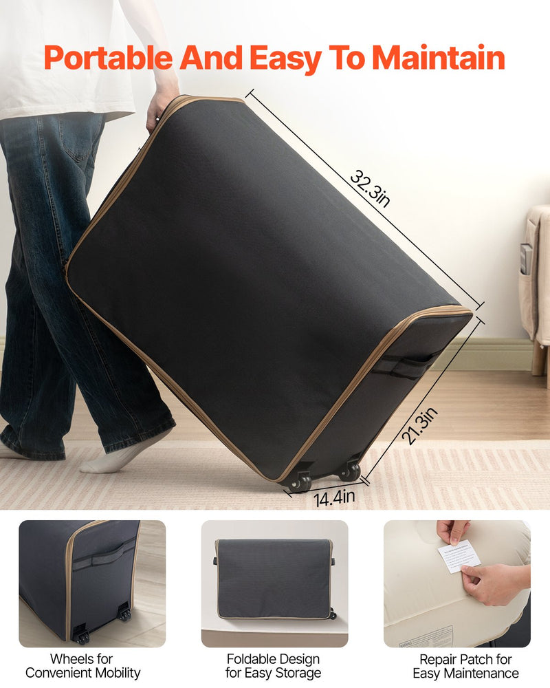 VEVOR piepūšamais matracis ar rāmi un sūkni, 2 personām, kempinga gulta, līdz 272 kg noslodzei