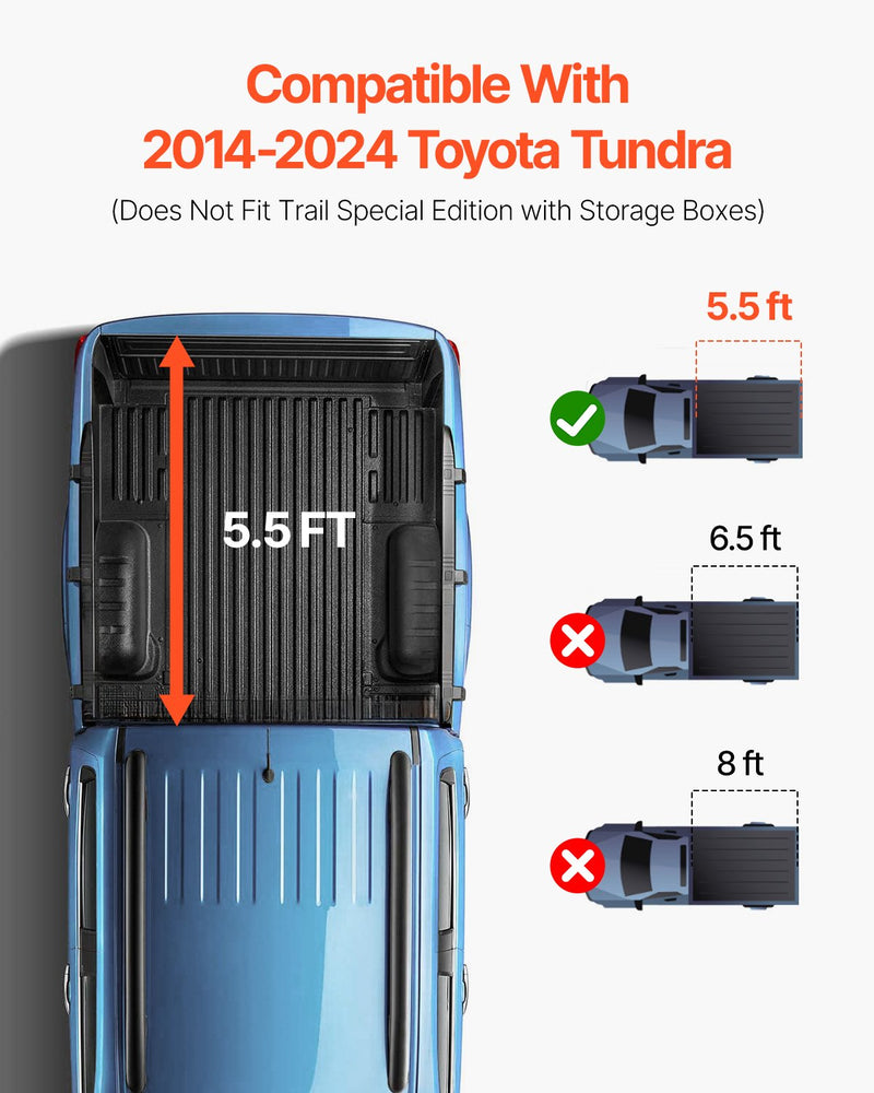 VEVOR trīsdaļīgais kravas kastes pārsegs Toyota Tundra (2014–2024)