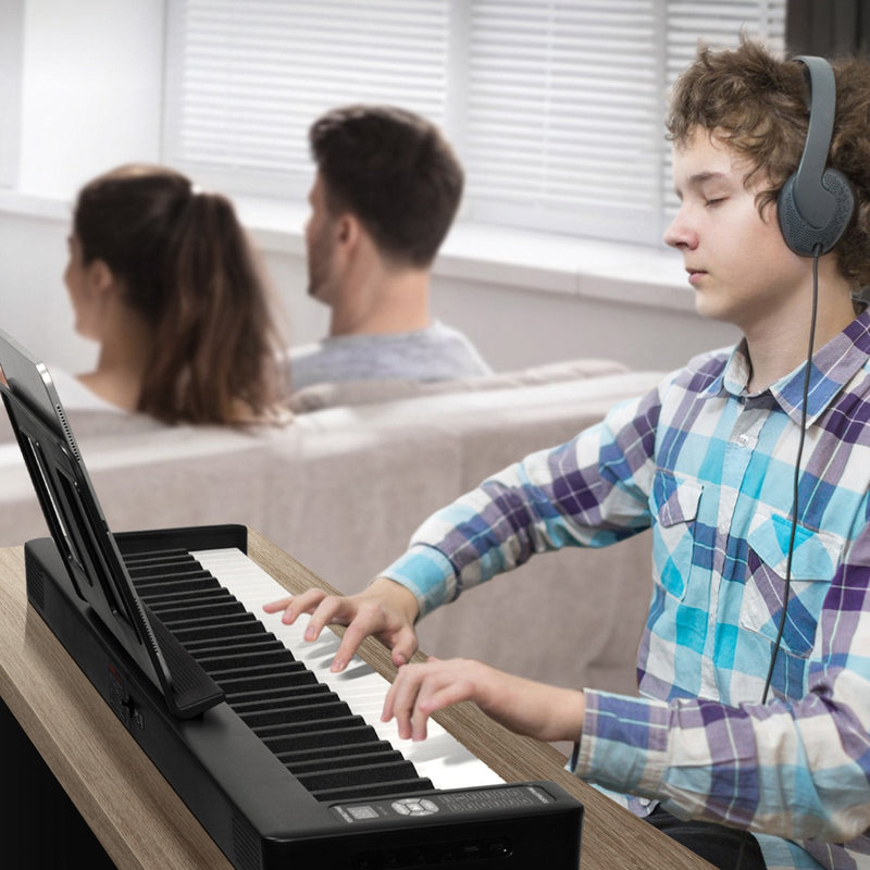 VEVOR 61 taustiņu salokāma pārnēsājamā klaviatūra ar Bluetooth un MIDI savienojumu, melna