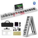 VEVOR salokāma 88 taustiņu klaviatūra, pārnēsājams digitālais pianīns ar Bluetooth un MIDI, balts