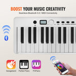 VEVOR salokāma 88 taustiņu klaviatūra, pārnēsājams digitālais pianīns ar Bluetooth un MIDI, balts