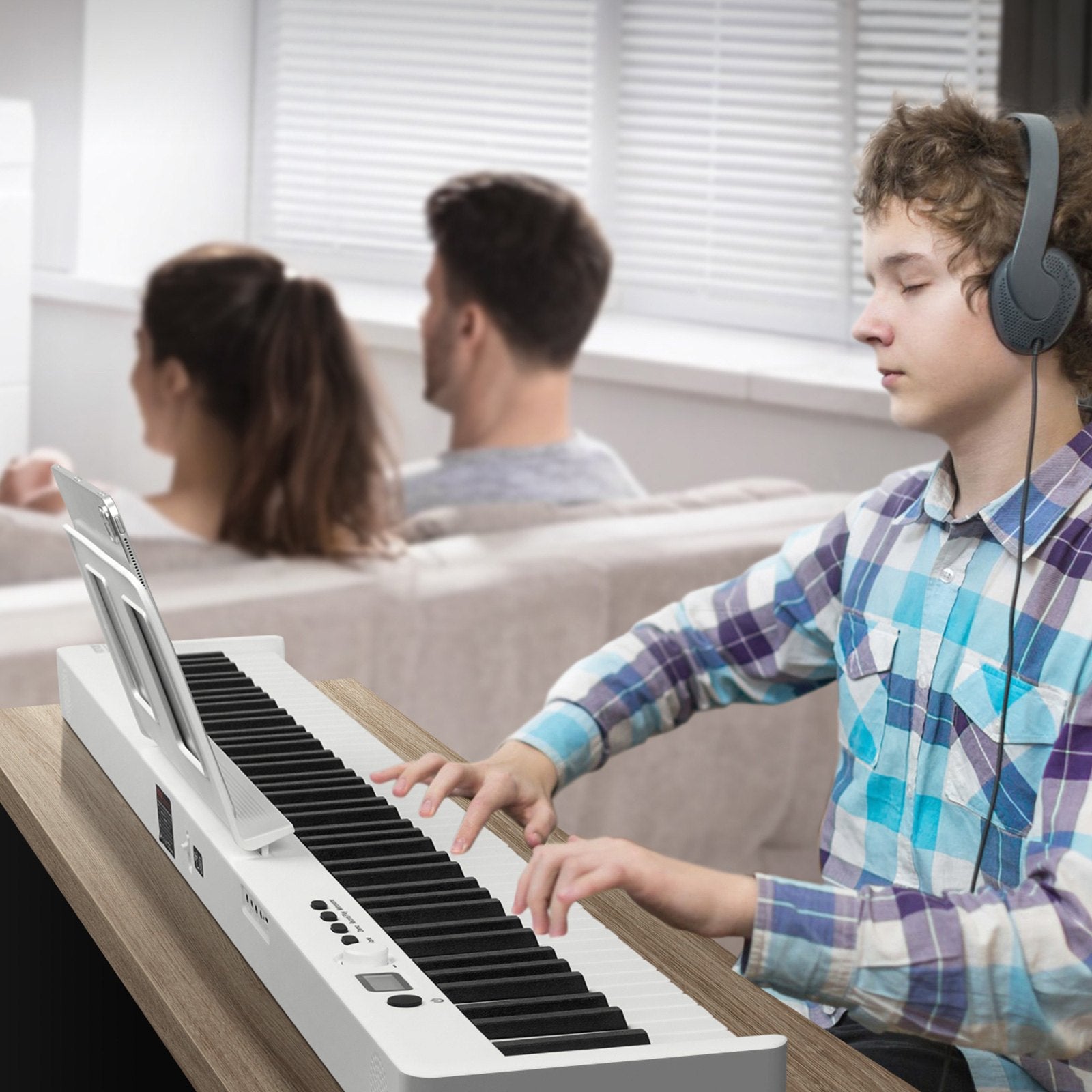 VEVOR salokāma 88 taustiņu klaviatūra, pārnēsājams digitālais pianīns ar Bluetooth un MIDI, balts