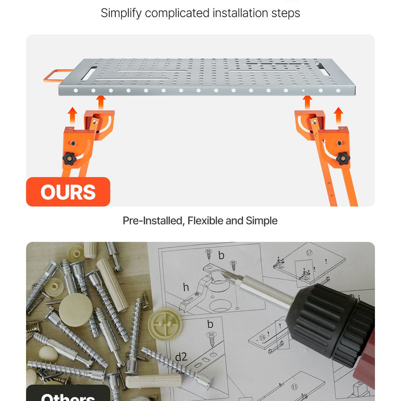 Keevituslaud 111,8 x 53,3 cm, 227 kg Kokkupandav töölaud 4 reguleeritava kõrgusastmega