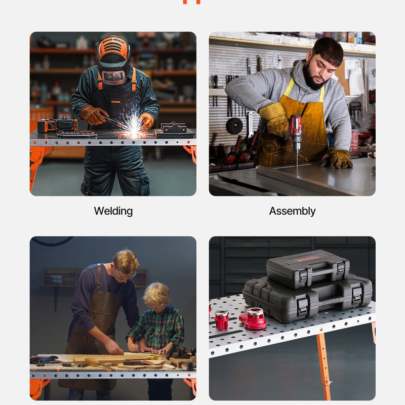 Keevituslaud 111,8 x 53,3 cm, 227 kg Kokkupandav töölaud 4 reguleeritava kõrgusastmega