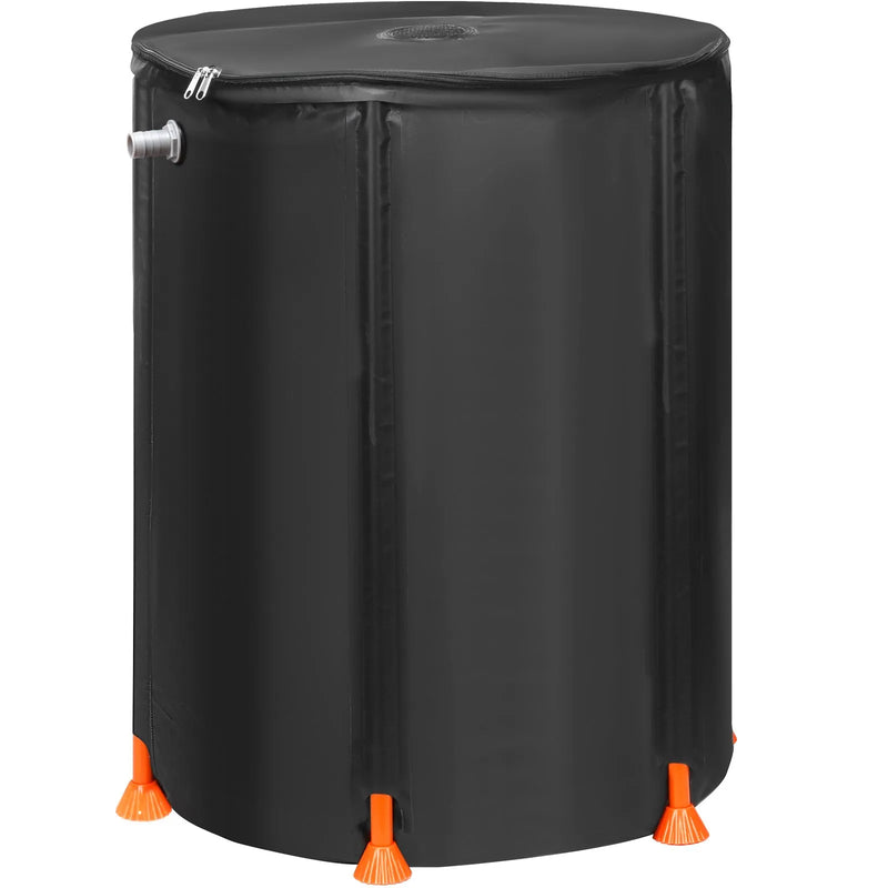 Prefabricated rainwater tank 380 litres, PVC rainwater harvesting system with taps and overflow kit, portable water storage container for garden, black