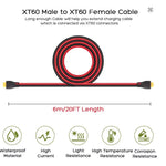 🔌 XT60 Pagarinājuma Kabelis 12AWG (6m) – Power Station un Saules Sistēmām