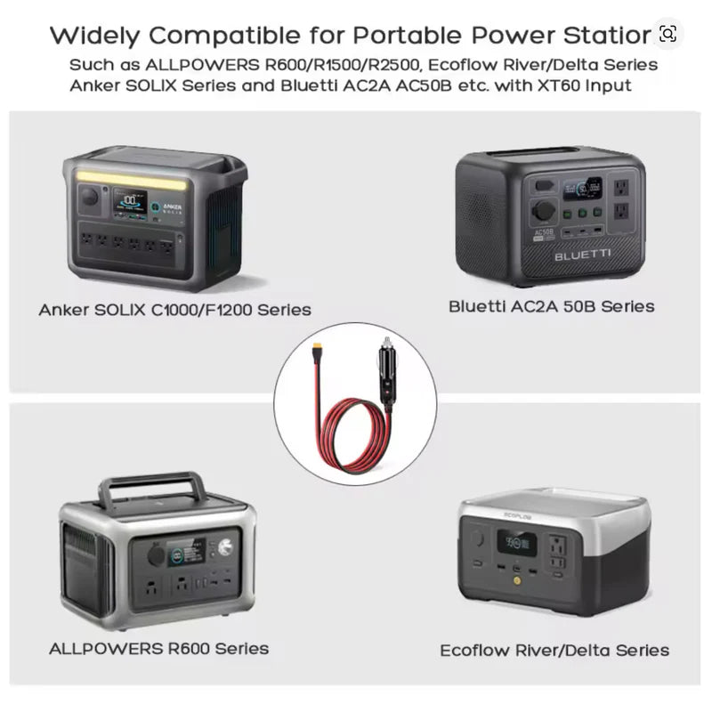 🚗 12V/24V Auto (Cigarešu Ligzda) uz XT60 Kabelis – Power Station Uzlādei