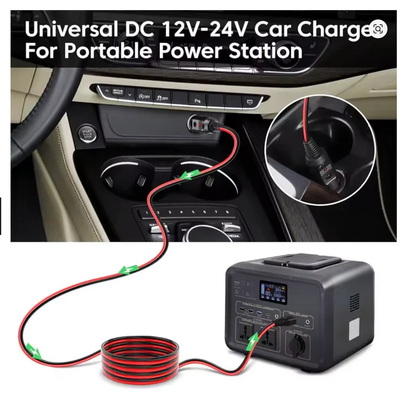 🚗 12V/24V Auto (Cigarešu Ligzda) uz XT60 Kabelis – Power Station Uzlādei