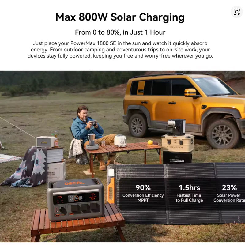 ⚡ Oscal Powermax 1800SE Portatīvā Uzlādes Stacija 1800W 1024Wh LiFePO4 (EU)