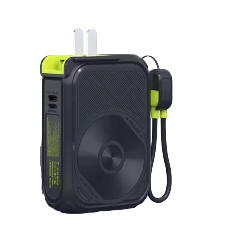 🔋 Magnētiskais Power Bank 20000mAh ar bezvadu uzlādi, statīvu un UK Plug (Fast Charge 20W)Melns