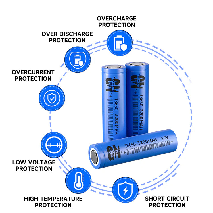 8650 litija jonu akumulators 3200mAh 3.7V 3C/5C uzlādējams elements 65x18mm 46g zema pretestība <40mΩ