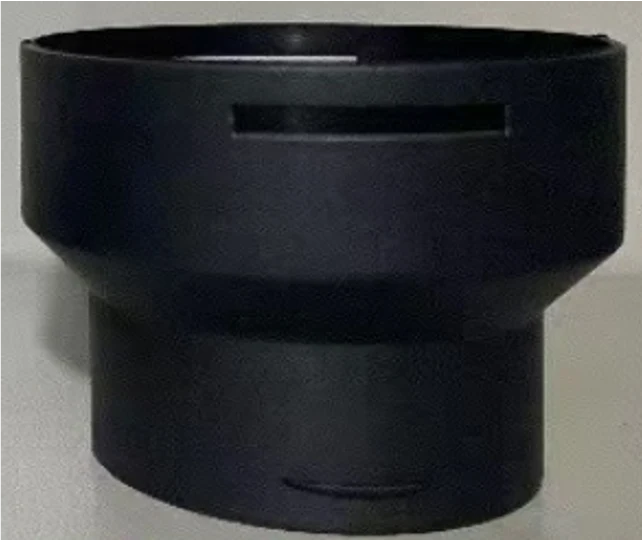 Pāreja 75mm uz 60mm siltā gaisa caurulei, melna – dīzeļa krāsniņām (Vevor un līdzīgiem)