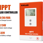 ☀️ POWLAND MPPT Saules Uzlādes Kontrolieris 20A / 30A / 40A 12V/24V LiFePO4 (līdz 100V ieeja)