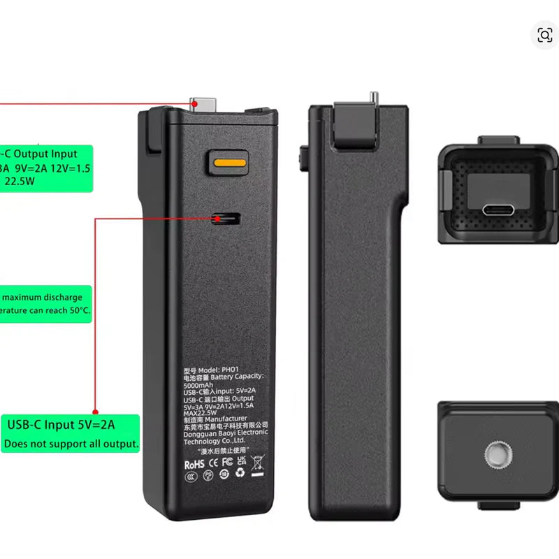 🔋 5000mAh Akumulators DJI Osmo Pocket 3 / 4 – Fast Charging + USB-C