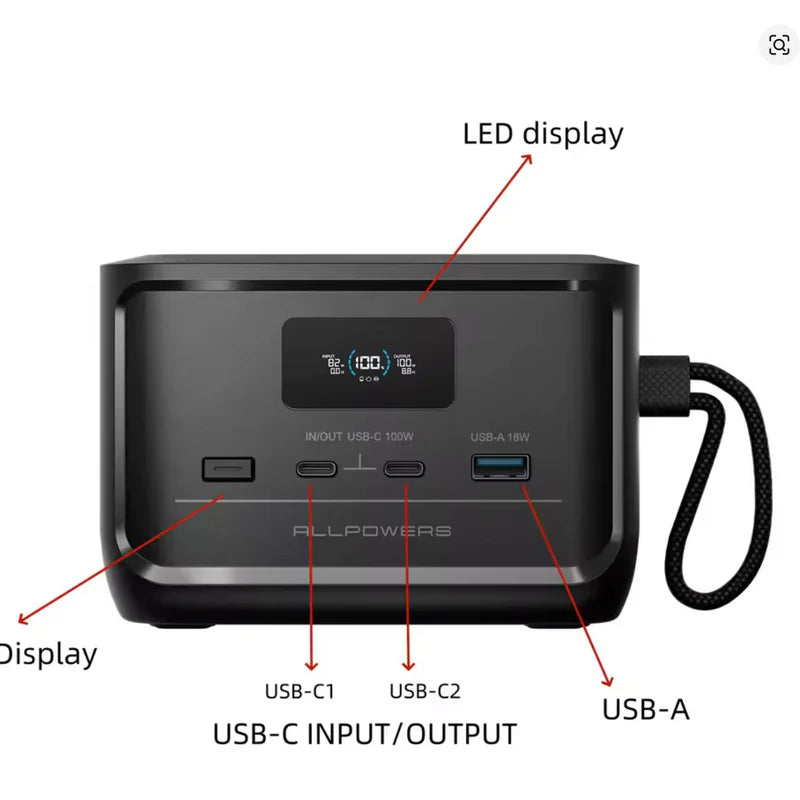 ⚡ ALLPOWERS SOLAX P100 Portatīvā Uzlādes Stacija 99.2Wh LiFePO4 USB-C 100W (EU)