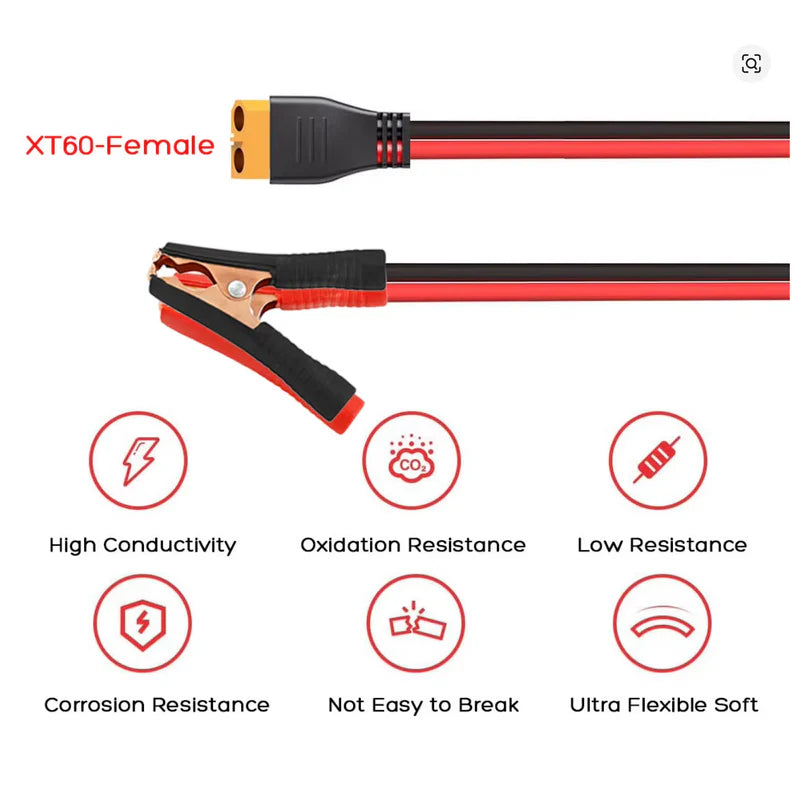 🔌 XT60 uz Krokodila Skavām Kabelis 12AWG (1m) – Akumulatoru Savienošanai