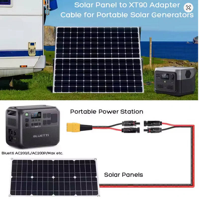 ☀️ XT90 uz MC4 Saules Paneļa Kabelis 12AWG (1–2m) – Power Station Savienošanai