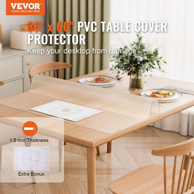 VEVOR PVC galda aizsargpārklājs 914 x 1524 mm, matēts, 1,5 mm biezs