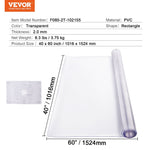 VEVOR PVC galda aizsargs, caurspīdīga plastmasa, 101 × 152 cm, 2,0 mm biezums