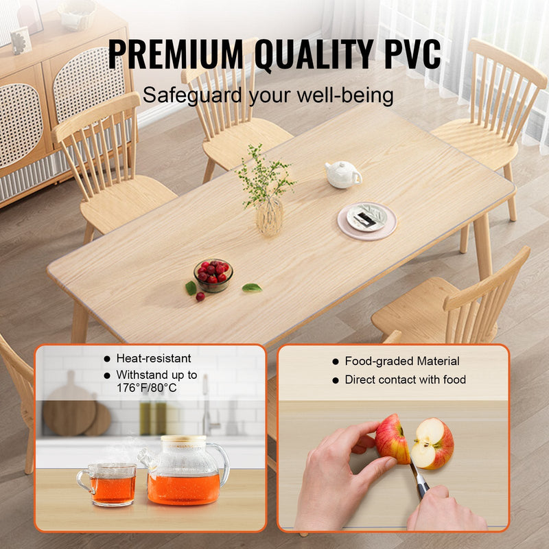 VEVOR caurspīdīgs galda pārklājs, 613 x 922 mm, 1,5 mm biezs PVC, ūdensizturīgs rakstāmgalda, kafijas galda un ēdamistabas galda aizsargs