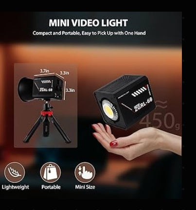 Profesionālā video un foto LED gaisma ZGRL-60 (dimmējama, ar adapteri, 60W)