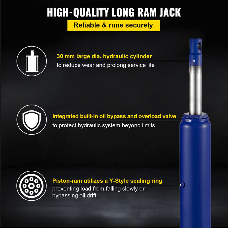 VEVOR hidrauliskais garais domkrats, 8 t celtspēja, ar vienvirzuļa sūkni un āķa pamatni, manuālais dzīvotājkrēsls ar rokturi, piemērots garāžām/darbnīcām, dzinēja pacelšanai, zils