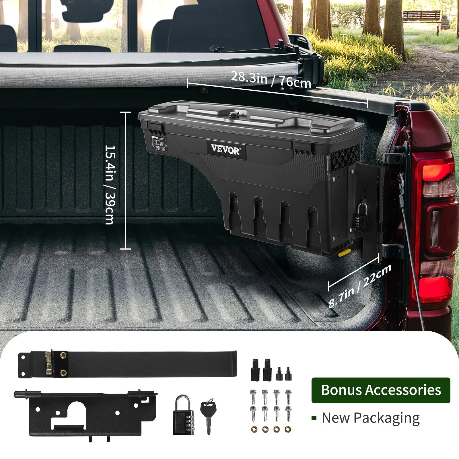 VEVOR kravas nodalījuma instrumentu glabāšanas kārbas Dodge Ram 1500 (2019–2021), kreisā un labā