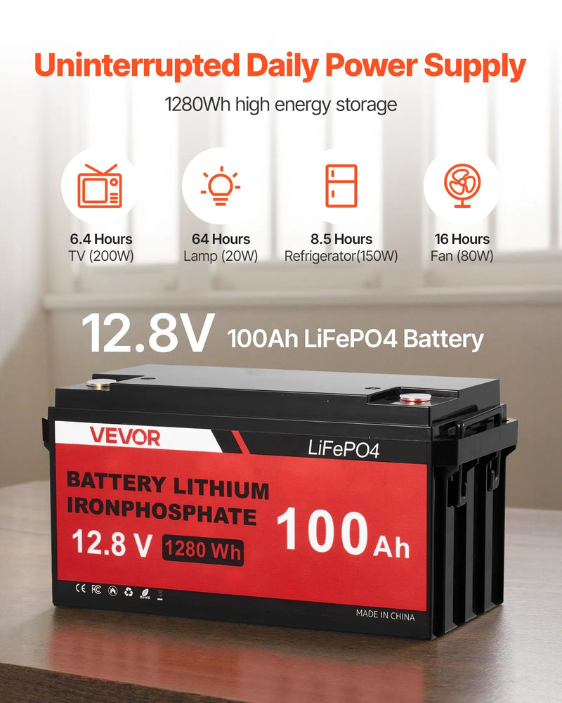 VEVOR 12 V 600 W saules un vēja enerģijas komplekts, 2 × 100 W monokristāliskie paneļi, 400 W vēja turbīna ar kontrolieri, 12,8 V 100 Ah LiFePO₄ akumulators un 1000 W hibrīdais saules invertors mājai, kemperim, laivai un autonomai lietošanai