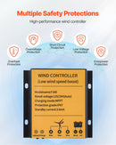 VEVOR 24 V 1000 W saules un vēja enerģijas komplekts ar 6 × 100 W monokristāliskiem paneļiem, 400 W turbīnu ar kontrolieri, 25,6 V 100 Ah LiFePO₄ akumulatoru un 24 V 3000 W hibrīdo invertoru mājām, laivām, namiņiem, saimniecībām