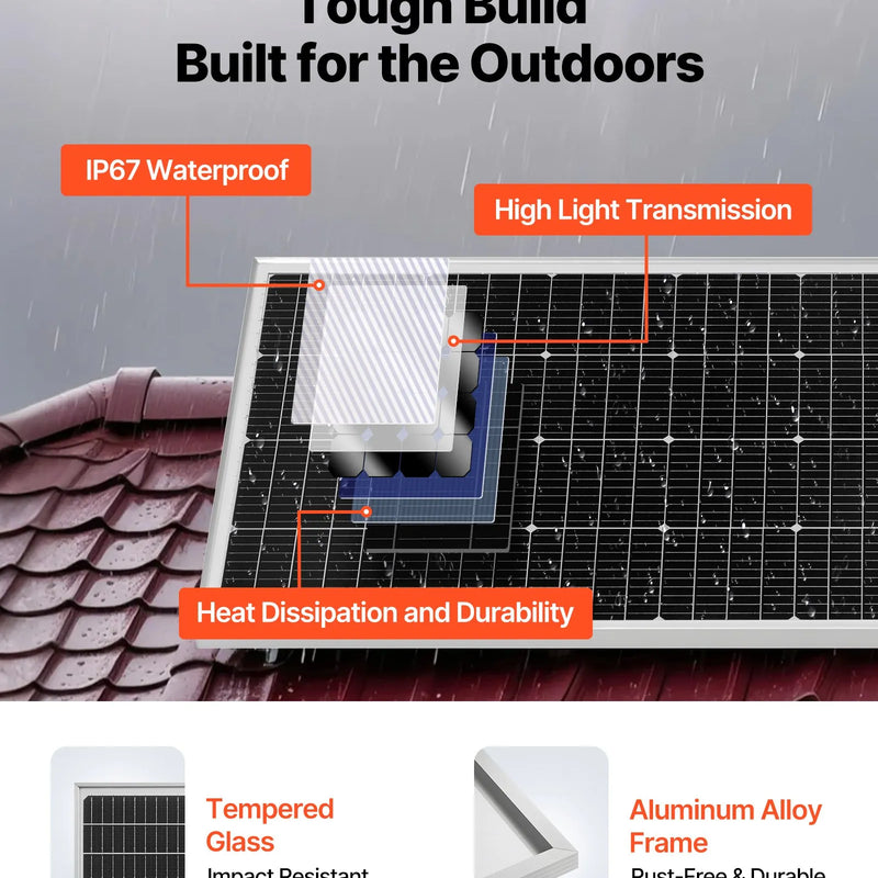 VEVOR 800 W 12 V pilns saules enerģijas komplekts, 4 × 200 W monokristāliskie saules paneļi + 12,8 V 300 Ah LiFePO₄ akumulators + 60 A MPPT uzlādes kontrolieris + 2000 W jaudas invertors mājai, nelielai saimniecībai, vasarnīcai un autonomām sistēmām
