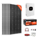 VEVOR 1200 W 24 V pilns saules enerģijas komplekts, 6 × 200 W monokristāliskie saules paneļi, 25,6 V 300 Ah LiFePO₄ akumulators, 24 V 3600 W hibrīdinvertors autonomām sistēmām lielai mājai, šķūnim vai saimniecībai