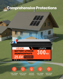 VEVOR 1200 W 24 V pilns saules enerģijas komplekts, 6 × 200 W monokristāliskie saules paneļi, 25,6 V 300 Ah LiFePO₄ akumulators, 24 V 3600 W hibrīdinvertors autonomām sistēmām lielai mājai, šķūnim vai saimniecībai