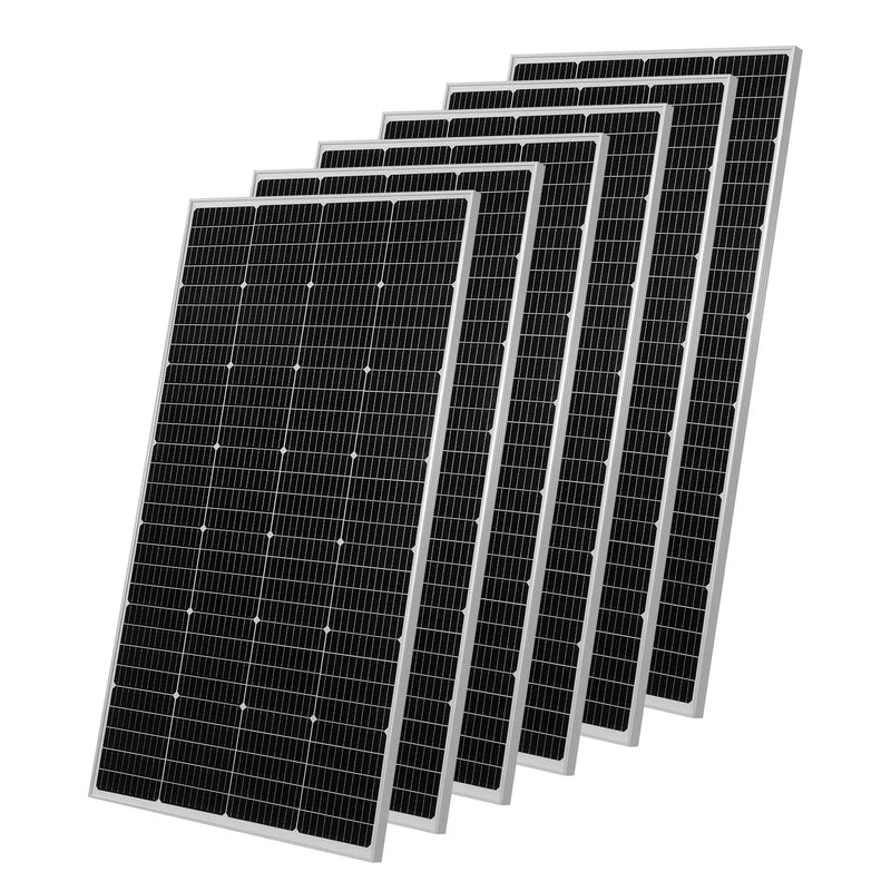 VEVOR 1200 W 24 V pilns saules enerģijas komplekts, 6 × 200 W monokristāliskie saules paneļi, 25,6 V 300 Ah LiFePO₄ akumulators, 24 V 3600 W hibrīdinvertors autonomām sistēmām lielai mājai, šķūnim vai saimniecībai