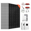 VEVOR 4800 W 48 V pilns saules enerģijas komplekts, 12 × 400 W monokristāliskie saules paneļi, 51,2 V 300 Ah LiFePO₄ akumulators, 2 × 5000 W hibrīdinvertori autonomām sistēmām lielai mājai, šķūnim vai saimniecībai