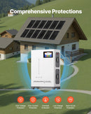 VEVOR 4800 W 48 V pilns saules enerģijas komplekts, 12 × 400 W monokristāliskie saules paneļi, 51,2 V 300 Ah LiFePO₄ akumulators, 2 × 5000 W hibrīdinvertori autonomām sistēmām lielai mājai, šķūnim vai saimniecībai