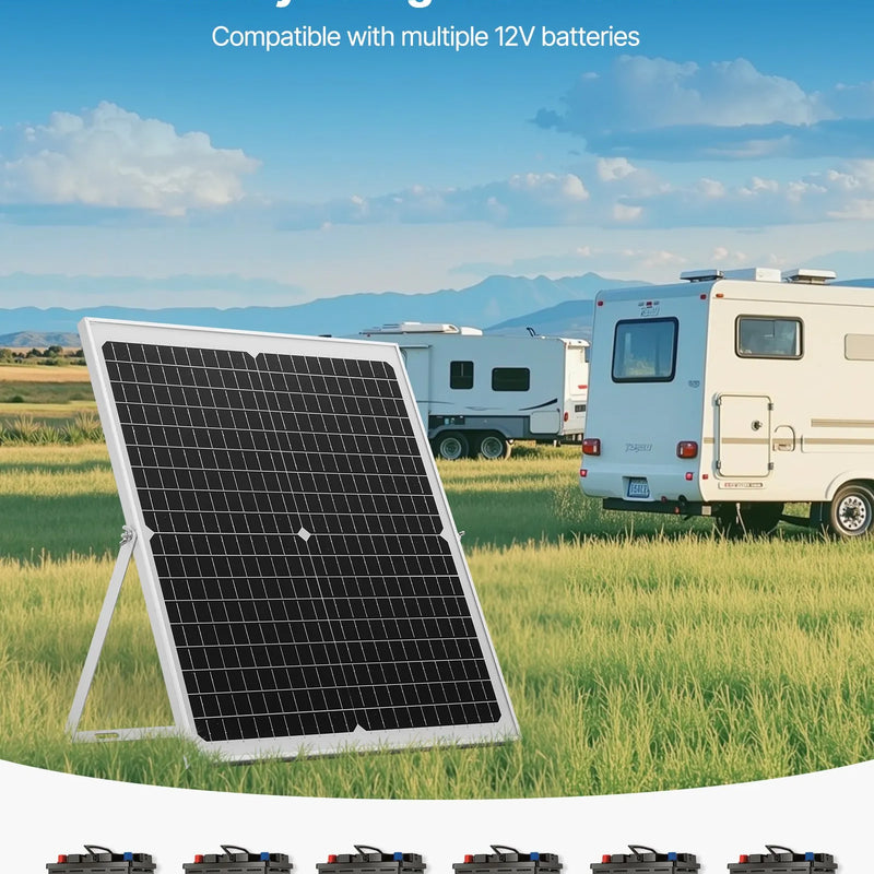VEVOR 30 W 12 V saules paneļa akumulatora lādētājs, uzturošās uzlādes saules lādētājs ar viedo MPPT kontrolieri un regulējamu montāžas kronšteinu, IP67 ūdensizturīgs, paredzēts automašīnām, laivām, kemperiem, motocikliem un piekabēm