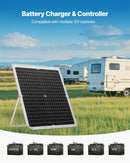 VEVOR 30 W 12 V saules paneļa akumulatora lādētājs, uzturošās uzlādes saules lādētājs ar viedo MPPT kontrolieri un regulējamu montāžas kronšteinu, IP67 ūdensizturīgs, paredzēts automašīnām, laivām, kemperiem, motocikliem un piekabēm