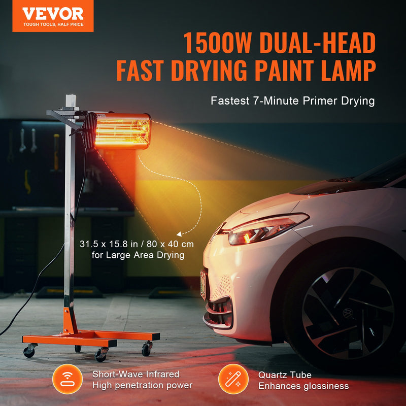 VEVOR 1500 W high power infrared paint drying lamp for heating the car body