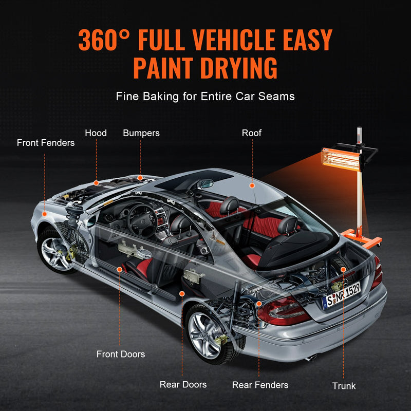 VEVOR 1500 W high power infrared paint drying lamp for heating the car body