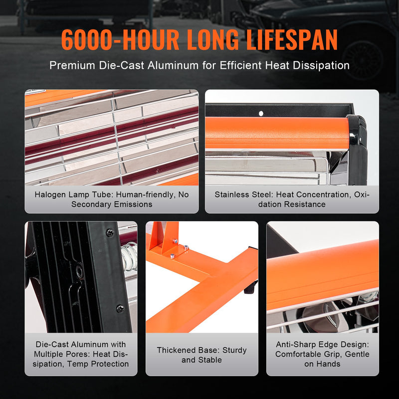 VEVOR 1500 W high power infrared paint drying lamp for heating the car body