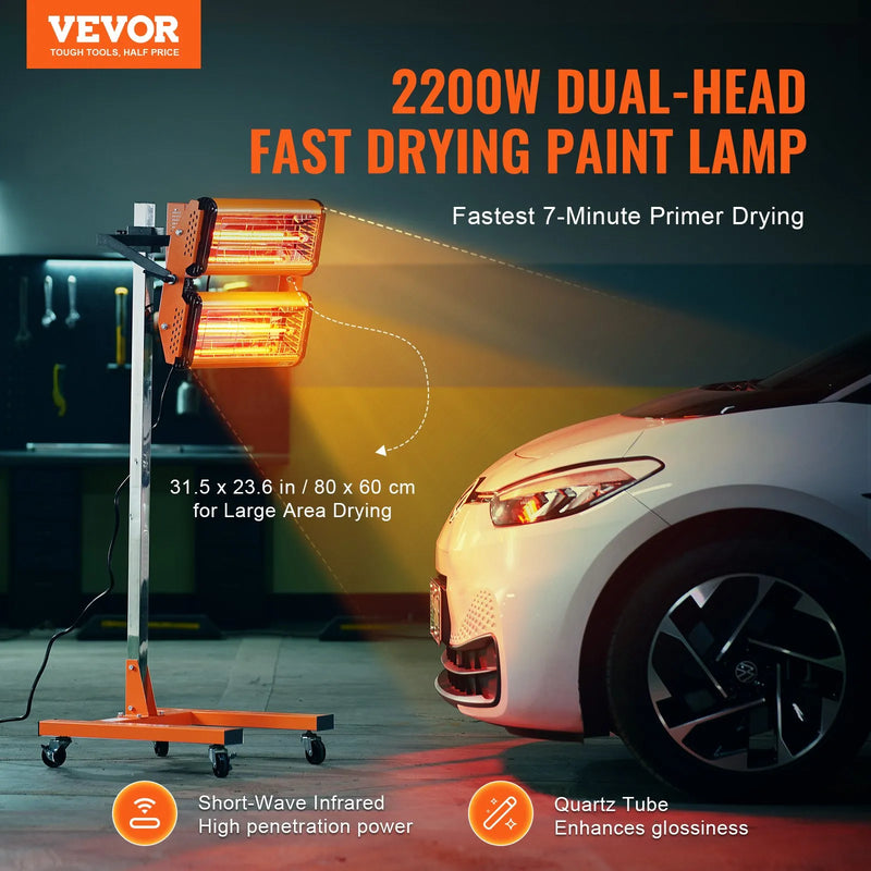 VEVOR 2200 W high power infrared paint drying lamp for drying and heating the car body