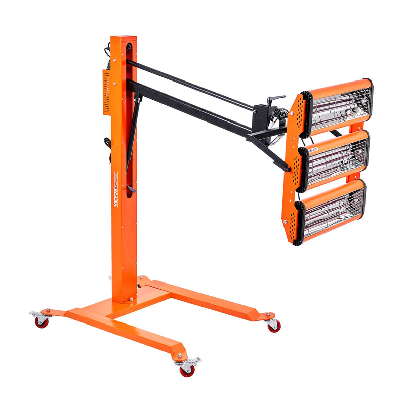 VEVOR 3300W infrasarkanā krāsas žāvēšanas lampa ar statīvu, 0,8 m² pārklājums, 1–60 min taimeris