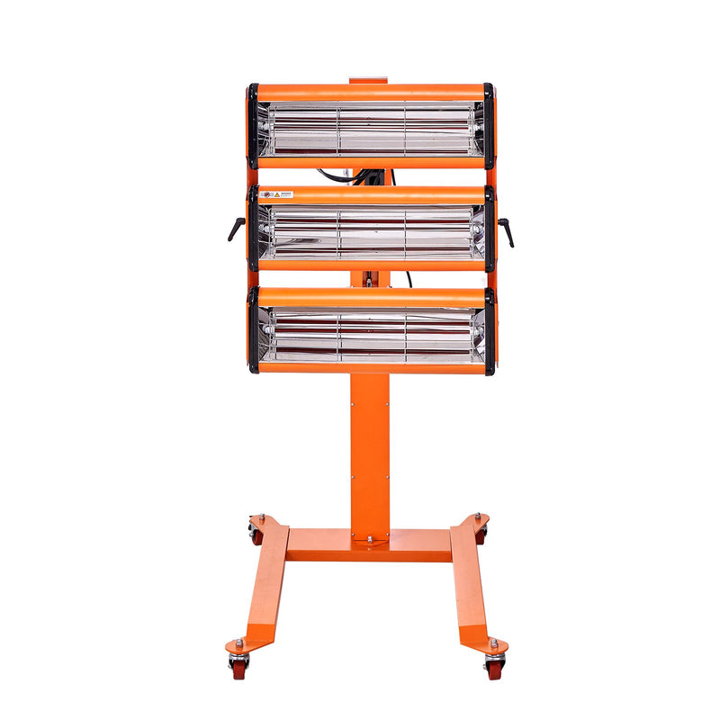 VEVOR 3300W infrasarkanā krāsas žāvēšanas lampa ar statīvu, 0,8 m² pārklājums, 1–60 min taimeris