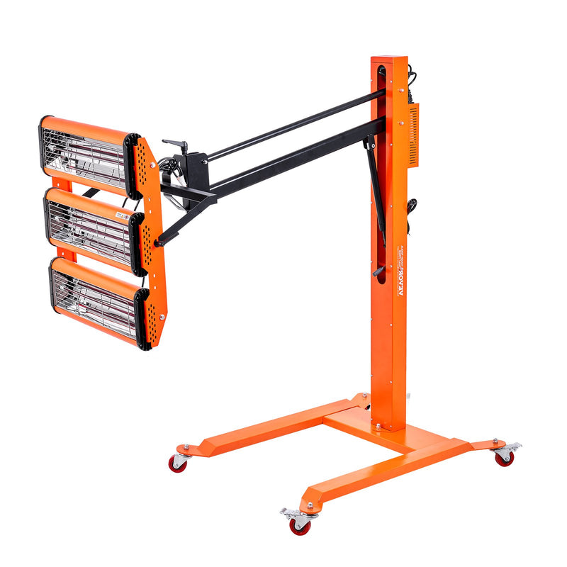 VEVOR 3300W infrasarkanā krāsas žāvēšanas lampa ar statīvu, 0,8 m² pārklājums, 1–60 min taimeris