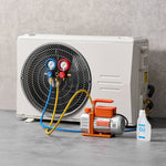 VEVOR gaisa kondicionēšanas vakuumsūkņa un manometru komplekts 99 l/min, vienpakāpes rotācijas lāpstiņu HVAC vakuumsūknis automobiļu un HVAC sistēmām R134a, R22, R410a, R1234YF un R32, ar pārnēsāšanas somu