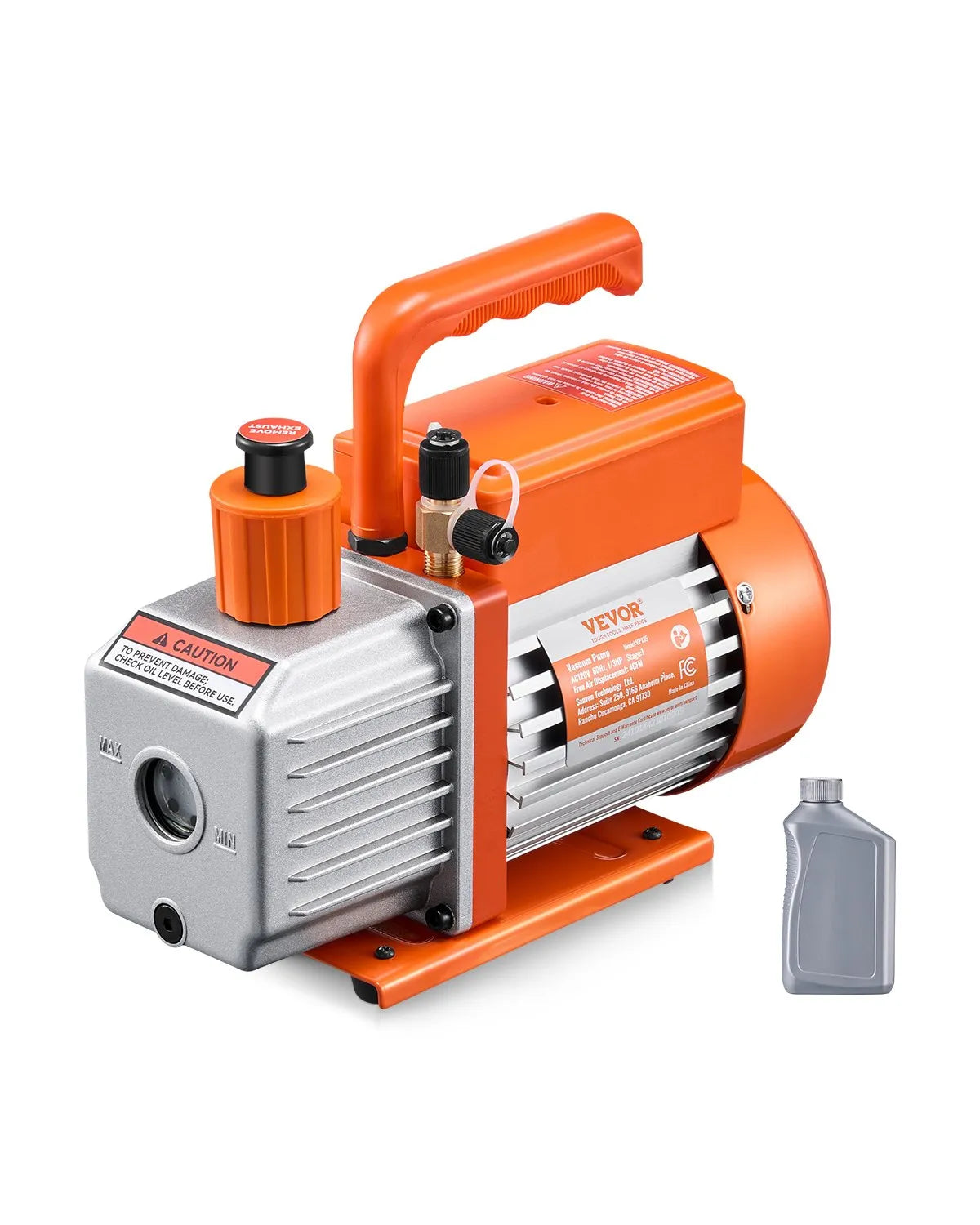 VEVOR vakuuma sūknis 233 l/min, vienpakāpes rotācijas lāpstiņu HVAC vakuuma sūknis R134a / R22 / R410a sistēmām, komplekts ar eļļas pudeli, paredzēts automobiļu gaisa kondicionieru apkopei un sveķu degazēšanai