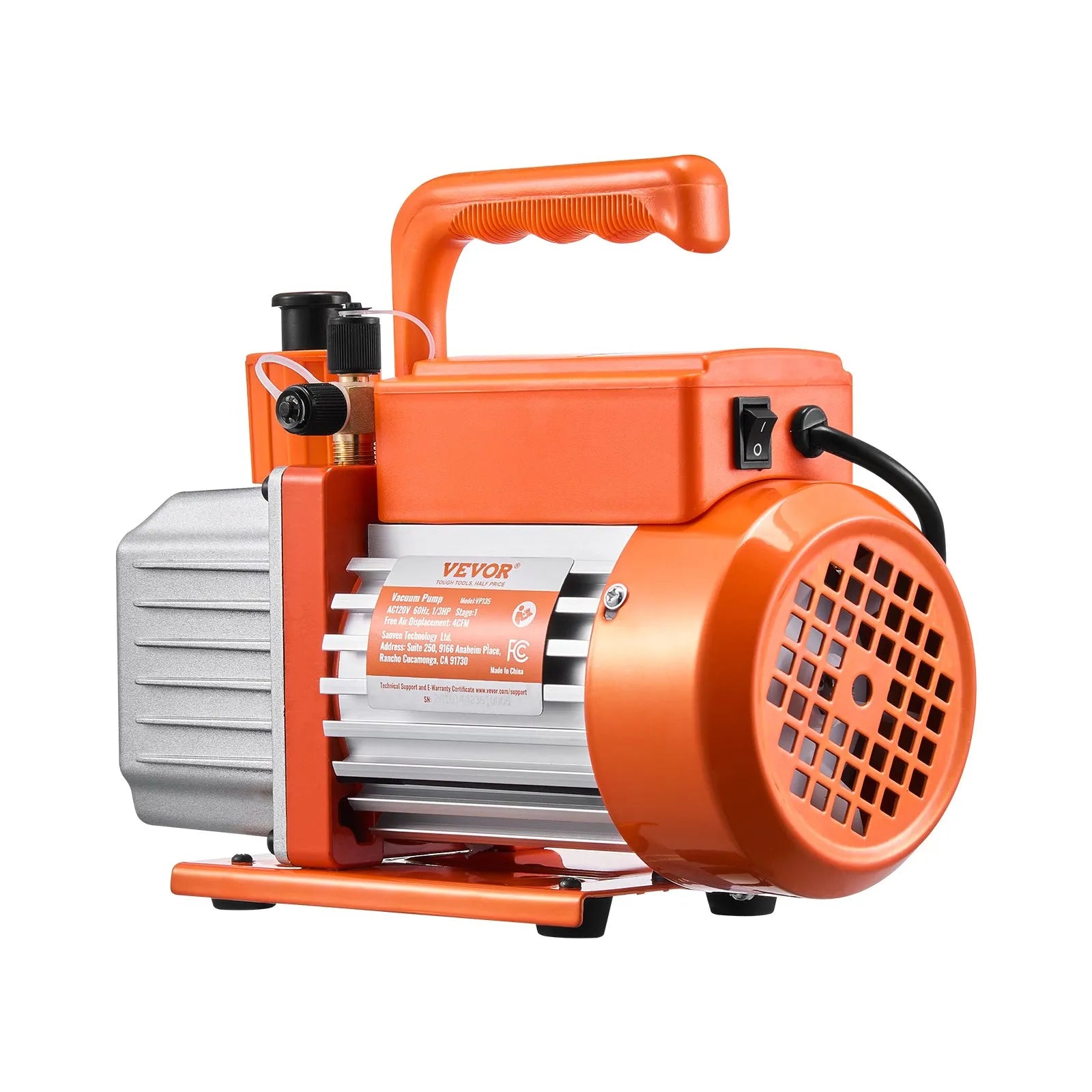 VEVOR vakuuma sūknis 233 l/min, vienpakāpes rotācijas lāpstiņu HVAC vakuuma sūknis R134a / R22 / R410a sistēmām, komplekts ar eļļas pudeli, paredzēts automobiļu gaisa kondicionieru apkopei un sveķu degazēšanai