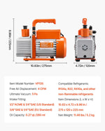 VEVOR vakuuma sūknis 233 l/min, vienpakāpes rotācijas lāpstiņu HVAC vakuuma sūknis R134a / R22 / R410a sistēmām, komplekts ar eļļas pudeli, paredzēts automobiļu gaisa kondicionieru apkopei un sveķu degazēšanai