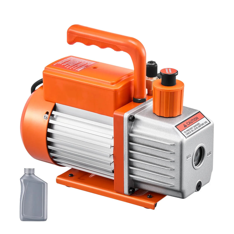 VEVOR vakuuma sūknis 233 l/min, vienpakāpes rotācijas lāpstiņu HVAC vakuuma sūknis R134a / R22 / R410a sistēmām, komplekts ar eļļas pudeli, paredzēts automobiļu gaisa kondicionieru apkopei un sveķu degazēšanai